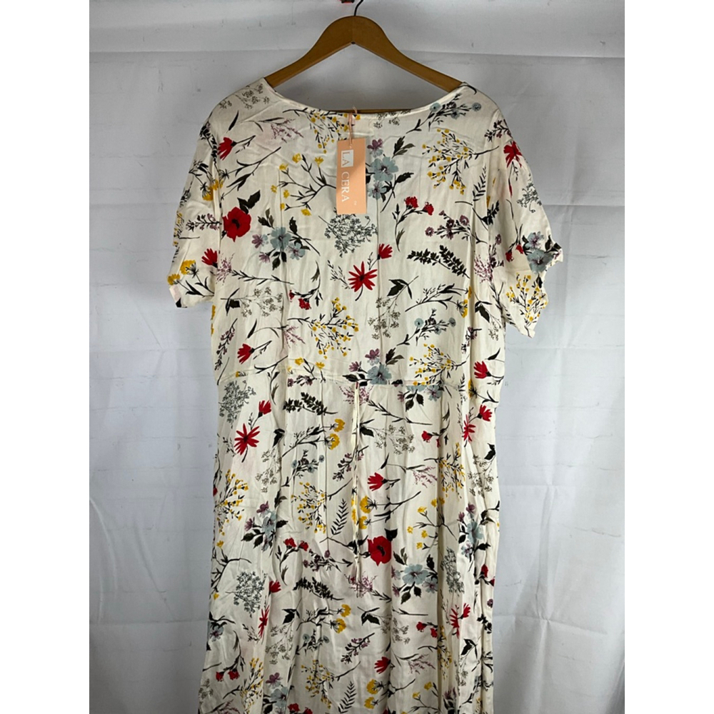 Women's CERA Floral Dress Cream/Red Size 1X - Picture 5 of 5